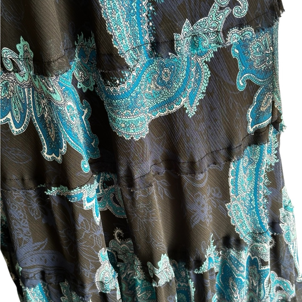 Chico's Black and Blue Paisley Maxi Dress, Boho, Flowy, Relaxed Fit Summer - Picture 2 of 13
